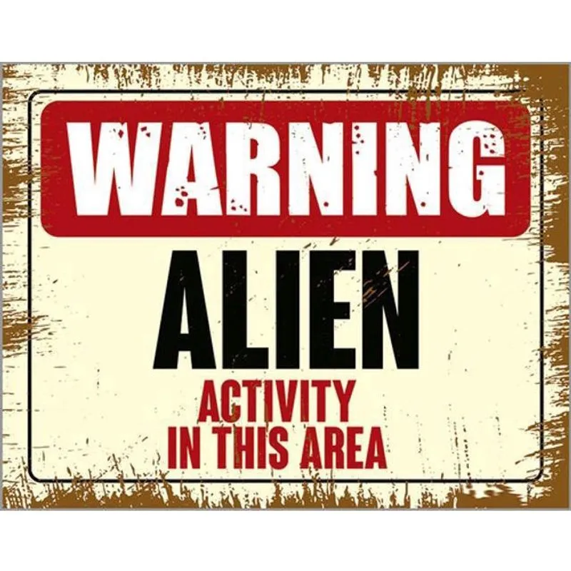 Kit 5 Placas Warning Alien Activity In This Area 36X46