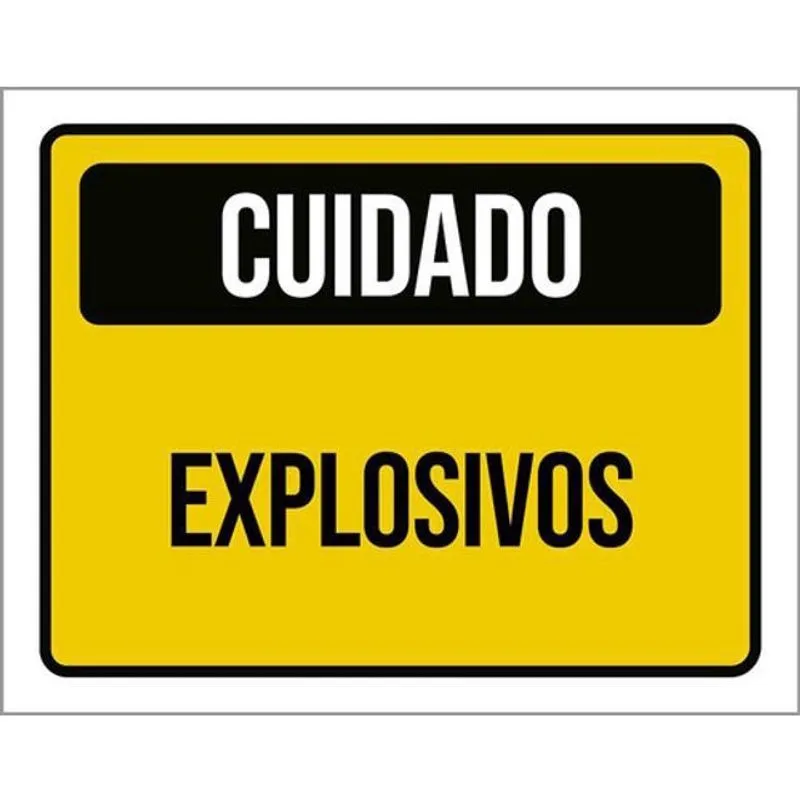 Kit 5 Placas Cuidado Explosivos Amarela 36X46