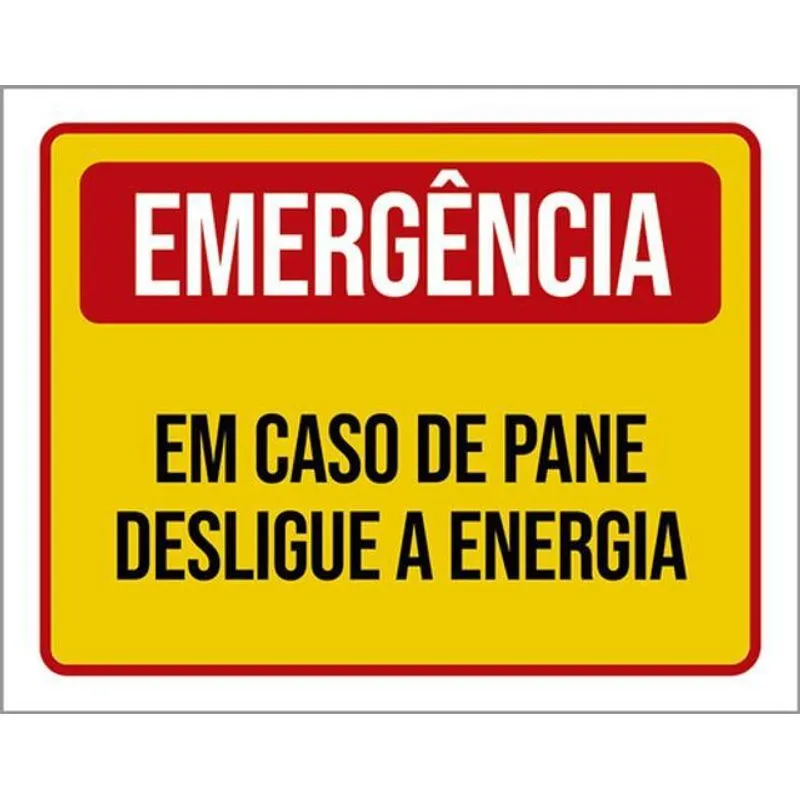 Kit 5 Placas Emergência Em Caso Pane Desligue Energia 36x46