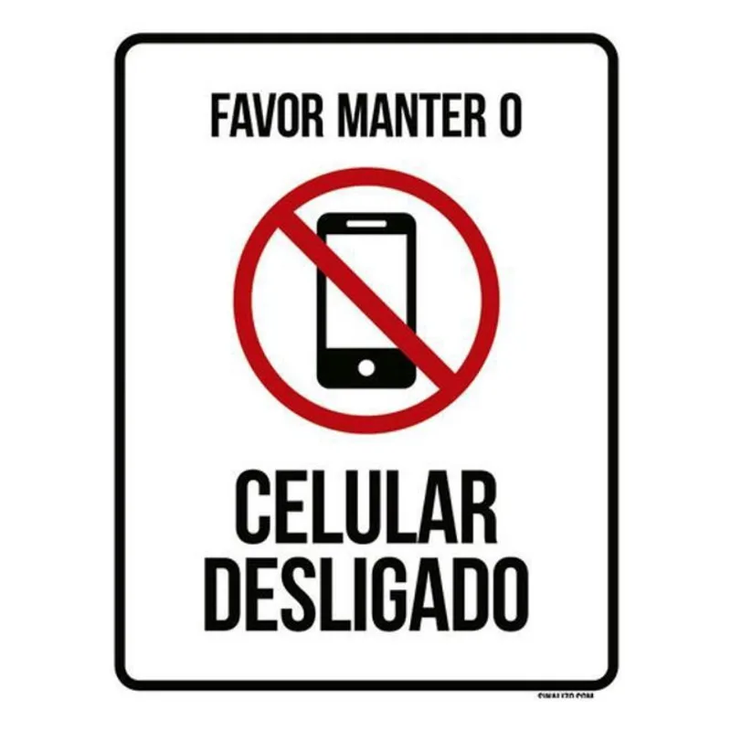 Kit 3 Placas Favor Manter Celular Desligado Ícone