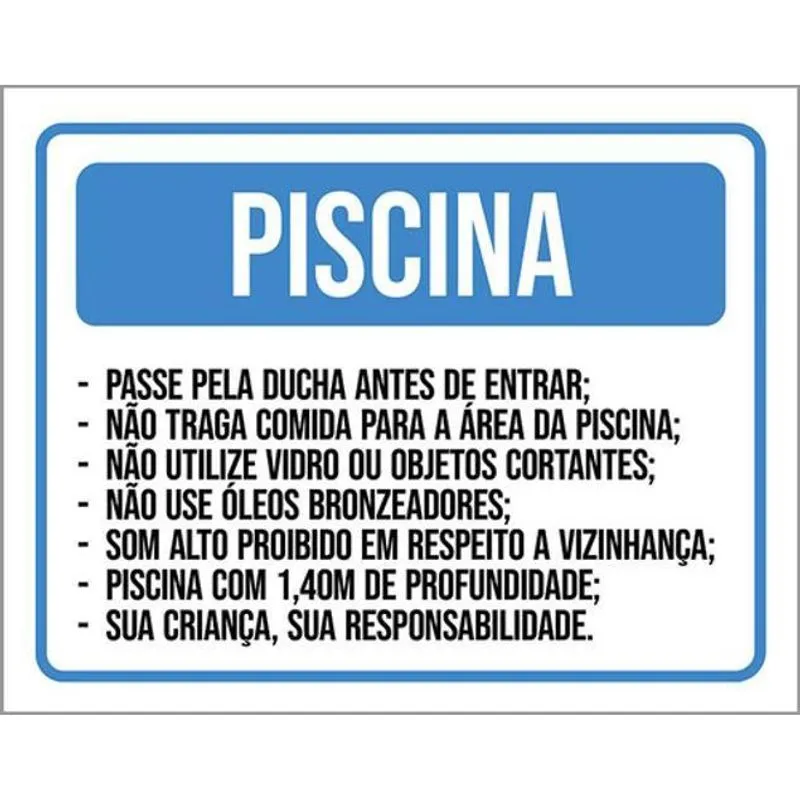 Kit 3 Placas Piscina Ducha Comida Vidro Óleos Som Alto