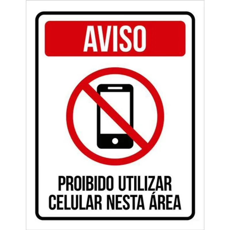 Kit 3 Placas Sinalização - Proibido Celular Nesta Área