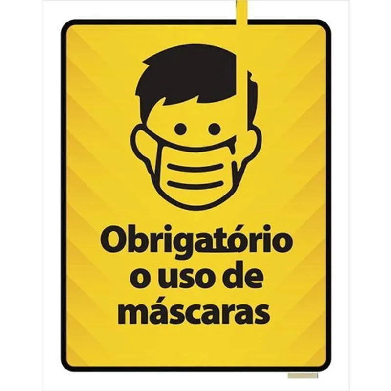 Kit 3 Placas Sinalização - Obrigatório Uso Máscaras Ícone