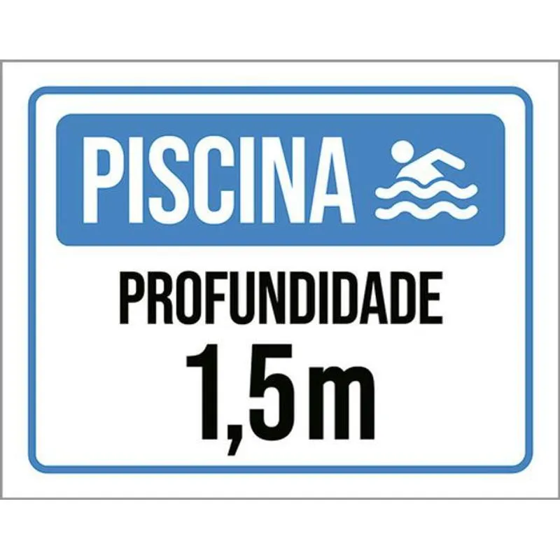 Kit 3 Placas Sinalização - Piscina Profundidade 1m5
