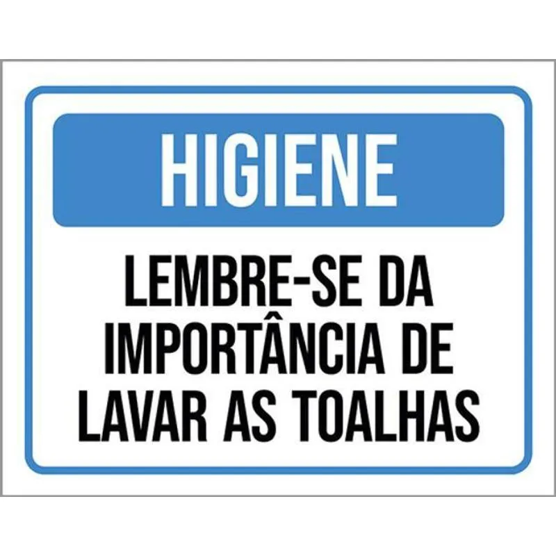 Kit 3 Placas Higiene Lembre-se Importância Lavar Toalhas