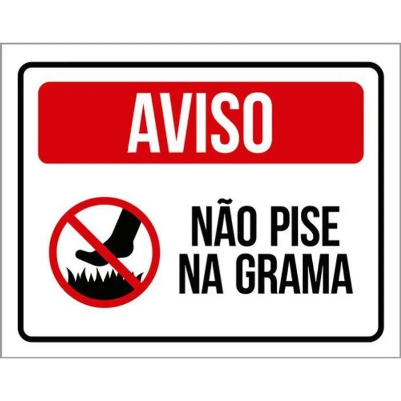 Kit 5 Placas Sinalização - Aviso Não Pise Grama Desenho