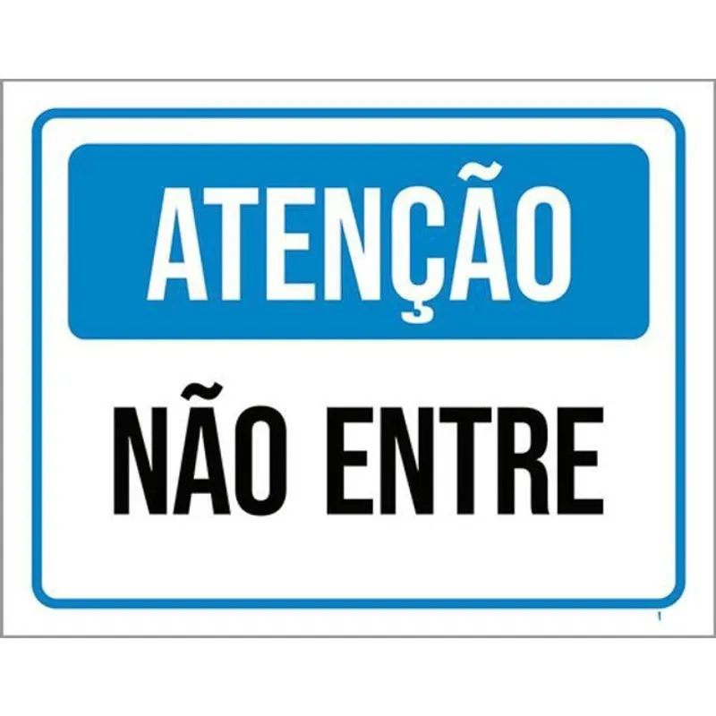 Kit 5 Placas Sinalização - Atenção Não Entre Azul