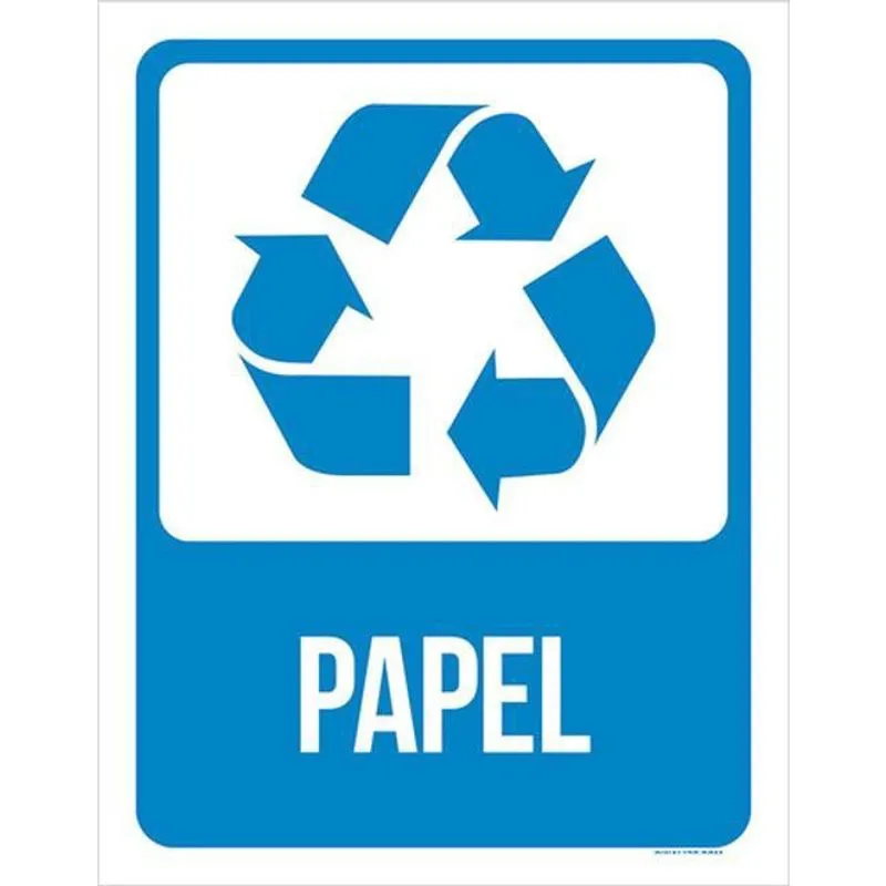 Kit 5 Placas Sinalização - Lixo Azul Papel