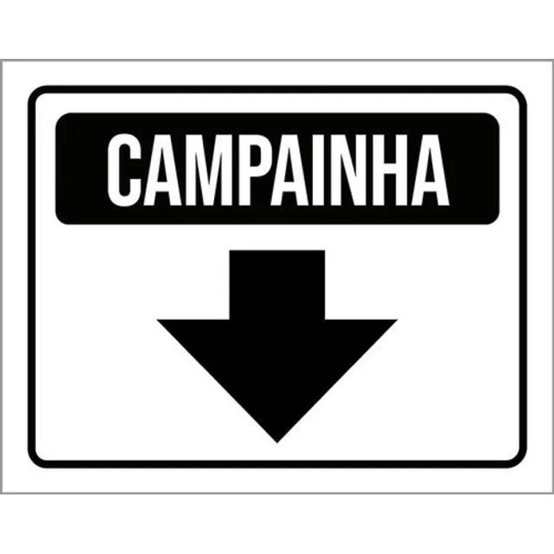 Kit 5 Placas Sinalização - Campainha Seta Pra Baixo