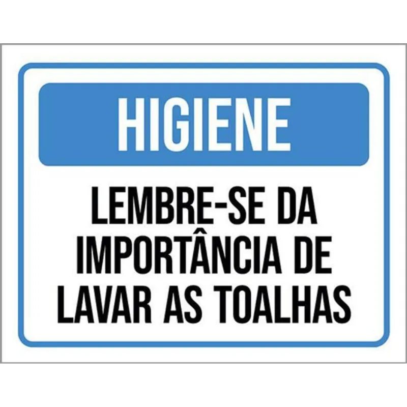 Kit 5 Placas Higiene Lembre-se Importância Lavar Toalhas