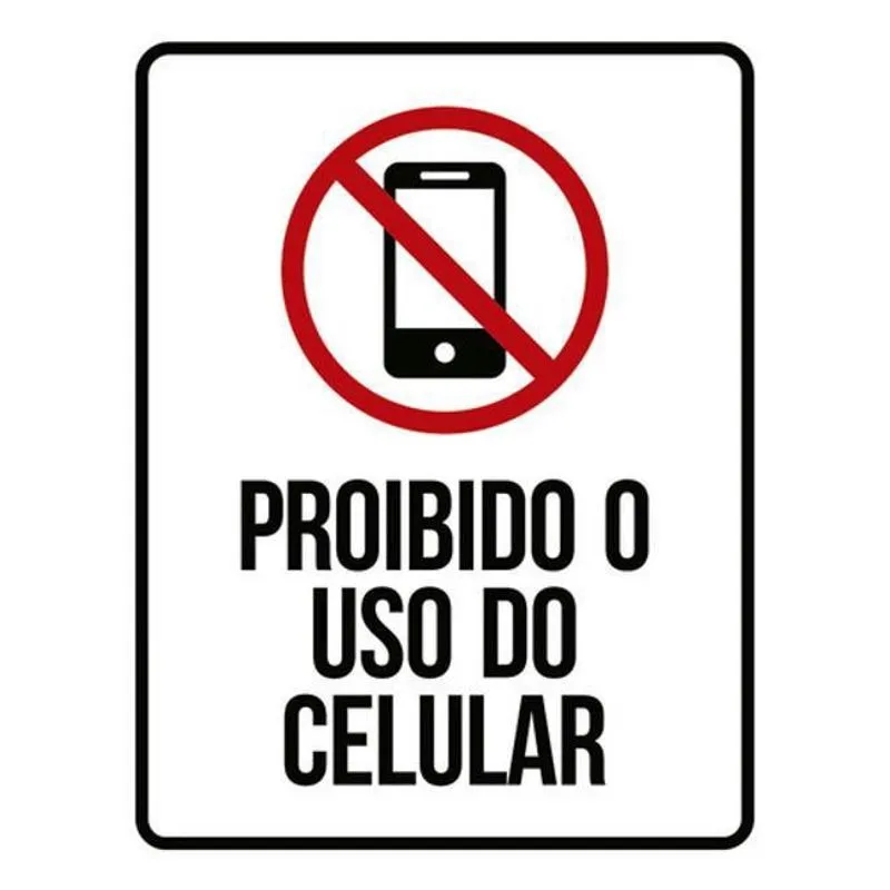 Kit 5 Placas Sinalização - Proibido Uso Do Celular Ícone