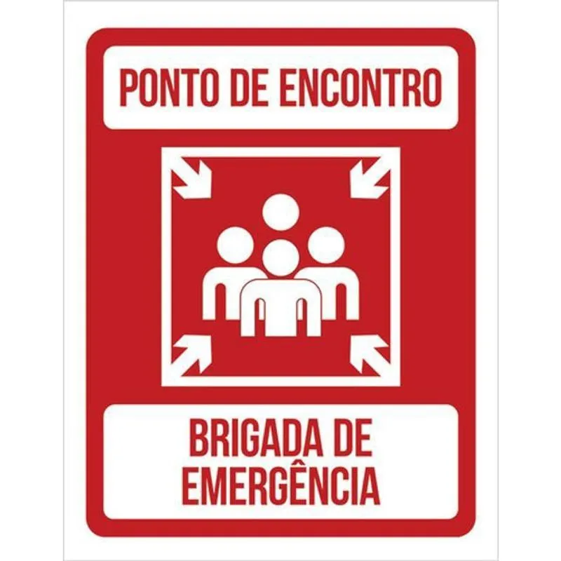 Kit 5 Placas De Sinalização - Ponto Encontro Brigada