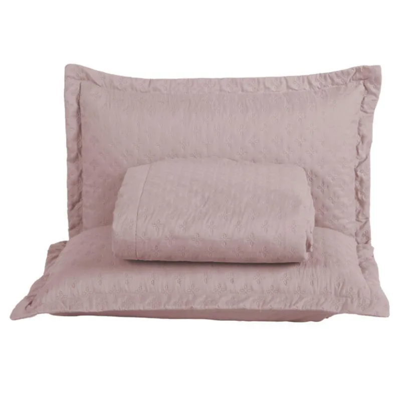 Kit Cobre Leito Colcha Casa Scarpa Atualle Casal Padrão Dupla Face Microfibra 3 Peças - Rosê