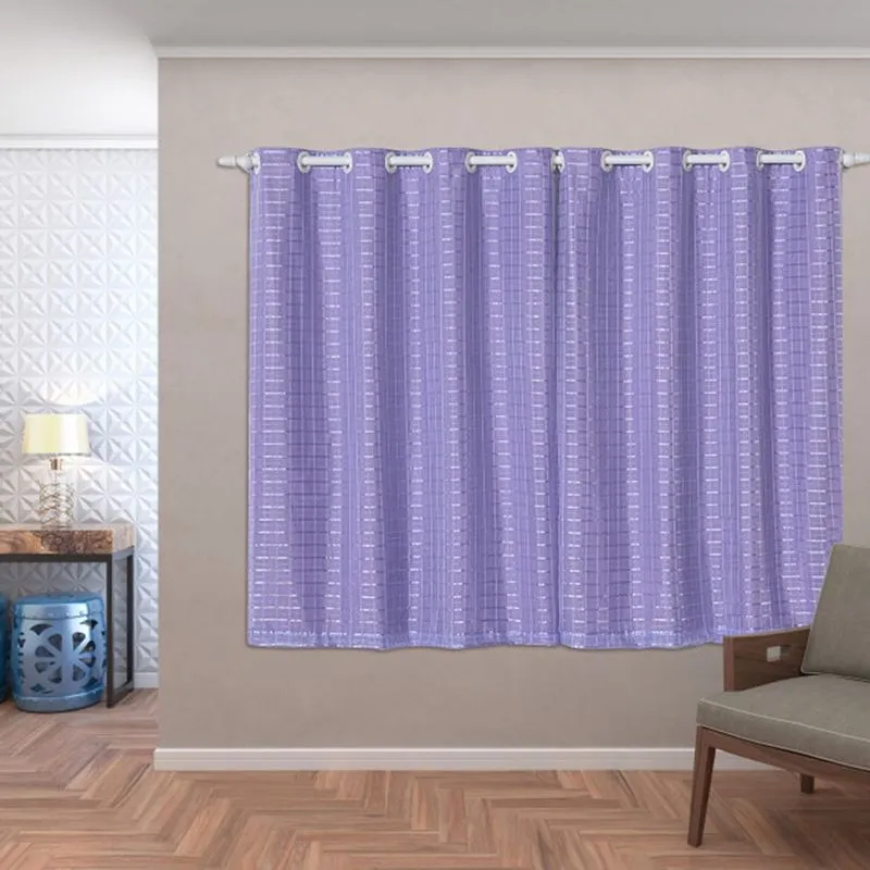 Cortina Daily Varão 1,5M Blackout PVC Com Voil Xadrez 2,00mx1,40m Sala Quarto Lilás