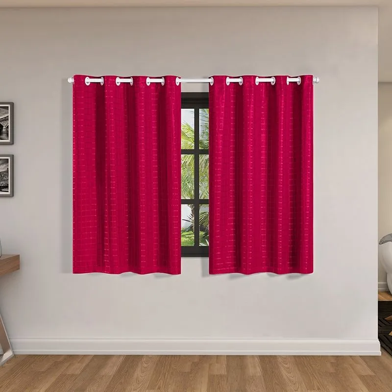 Cortina Daily Varão 2M Blackout PVC Com Voil Xadrez 2,80mx1,60m Sala Quarto Pink
