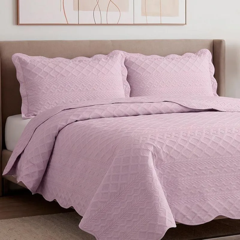 Kit Cobre Leito Mosaico Queen 100% Poliéster Percal 300 Fios Matelassê Lavanda Casa Scarpa