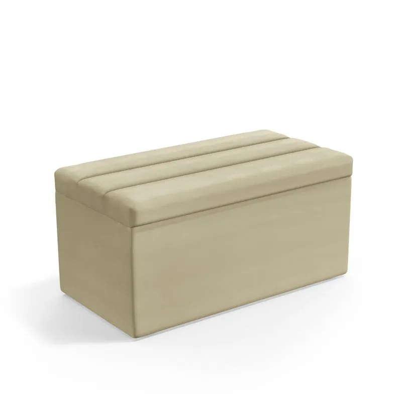 Calçadeira Baú Ursa 90 Para Cama De Solteiro A-017 Couro Bege Aradecor