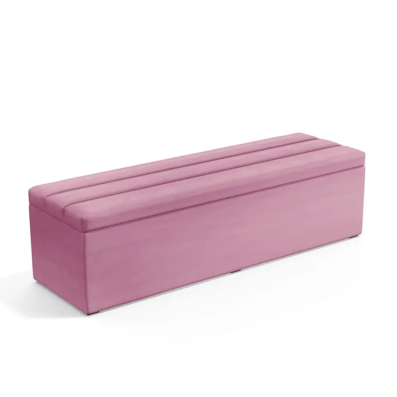Calçadeira Baú Ursa 160 Para Cama Queen Z-009 Sued Rosê Aradecor