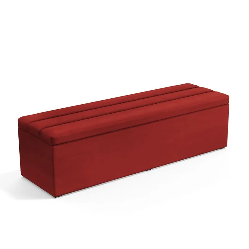 Calçadeira Baú Ursa 160 Para Cama Queen A-020 Couro Vermelho Aradecor