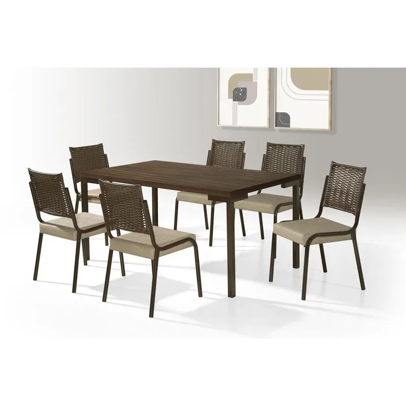 Jogo Mesa Inovare 1,60X0,90 MDP-6 Cad. Rainha Junco Tampo Tinto Trendi - Tubo Chocolate