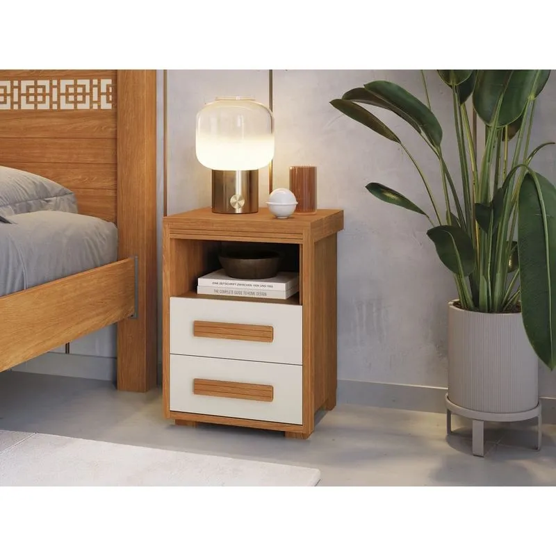 Mesa de Cabeceira Escrivaninha Nature/Off White