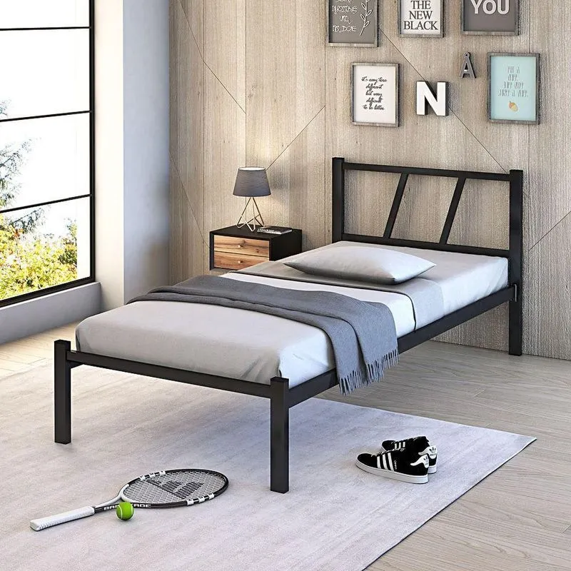 Cama De Solteiro Helena 90Cm Preto De Ferro