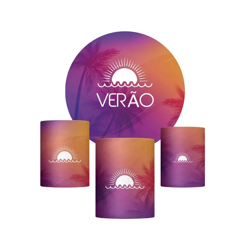 Trio Capa Cilindro + Painel Redondo Verão Tecido 1,50m