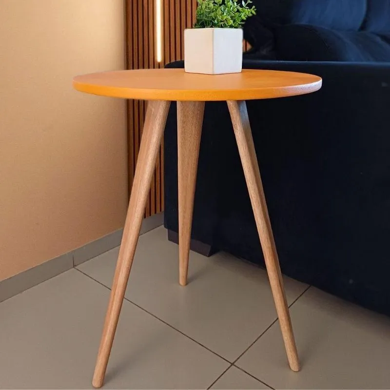 Mesa De Canto Lateral e Apoio Sala Quarto Pé Palito 68cm laranja