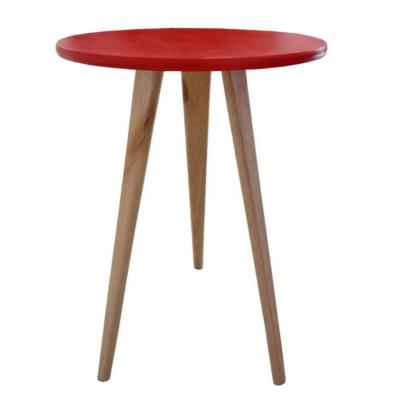 Mesa De Canto Lateral E Apoio Sala Quarto Pé Palito 68 Cm Cor: vermelho