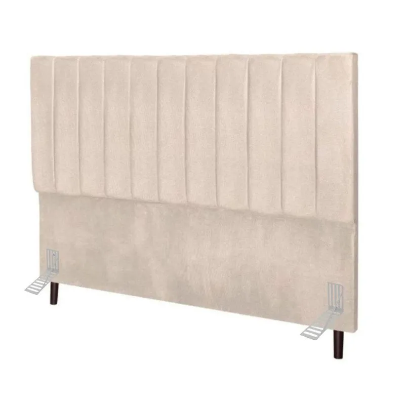 Cabeceira Estofada Cama Box Solteiro 90 Cm Carolina Veludo E Frame Cor: bege