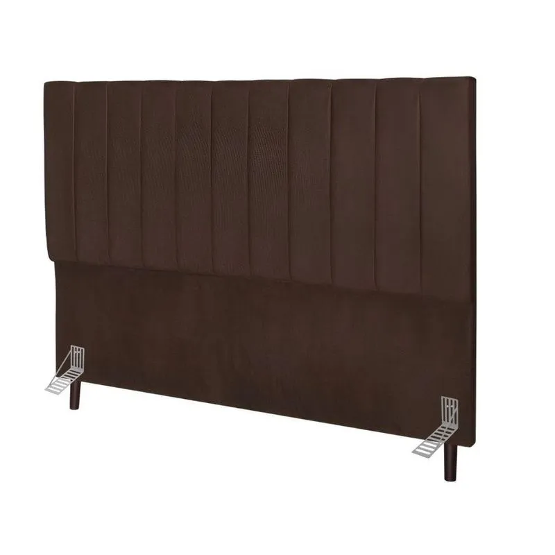 Cabeceira Estofada Cama Solteiro Box 100 Cm Carolina Veludo E Frame Cor: marrom