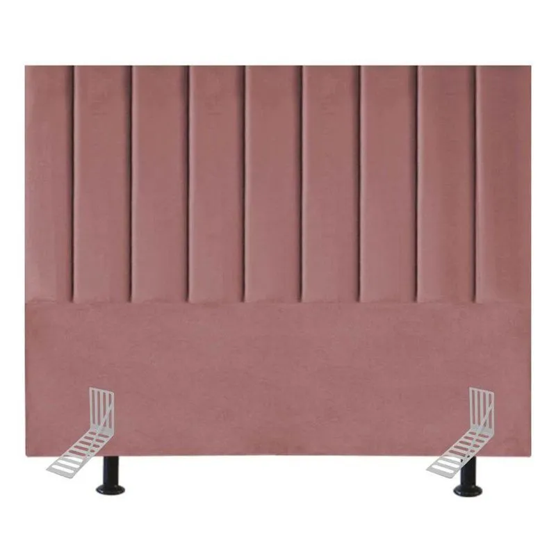 Cabeceira Estofada Cama Casal Queen Size 160 Cm Carolina Veludo E Frame Cor: rosé