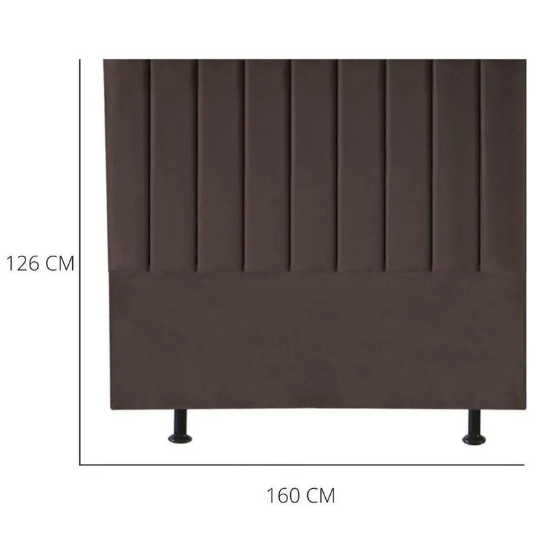Cabeceira Estofada Cama Casal Queen Size 160 Cm Carolina Veludo E Frame Cor: marrom