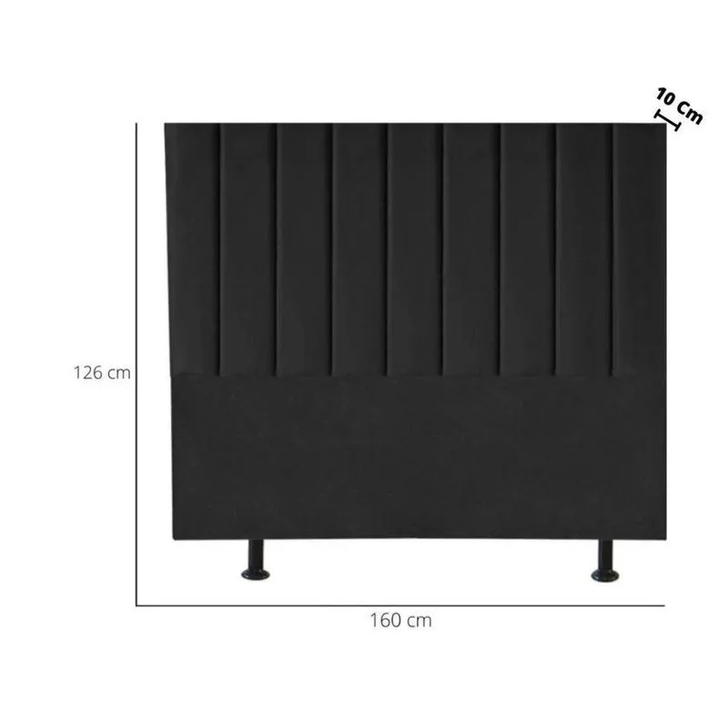 Cabeceira Estofada Cama Casal Queen Size 160 Cm Carolina Veludo E Frame Cor: preto