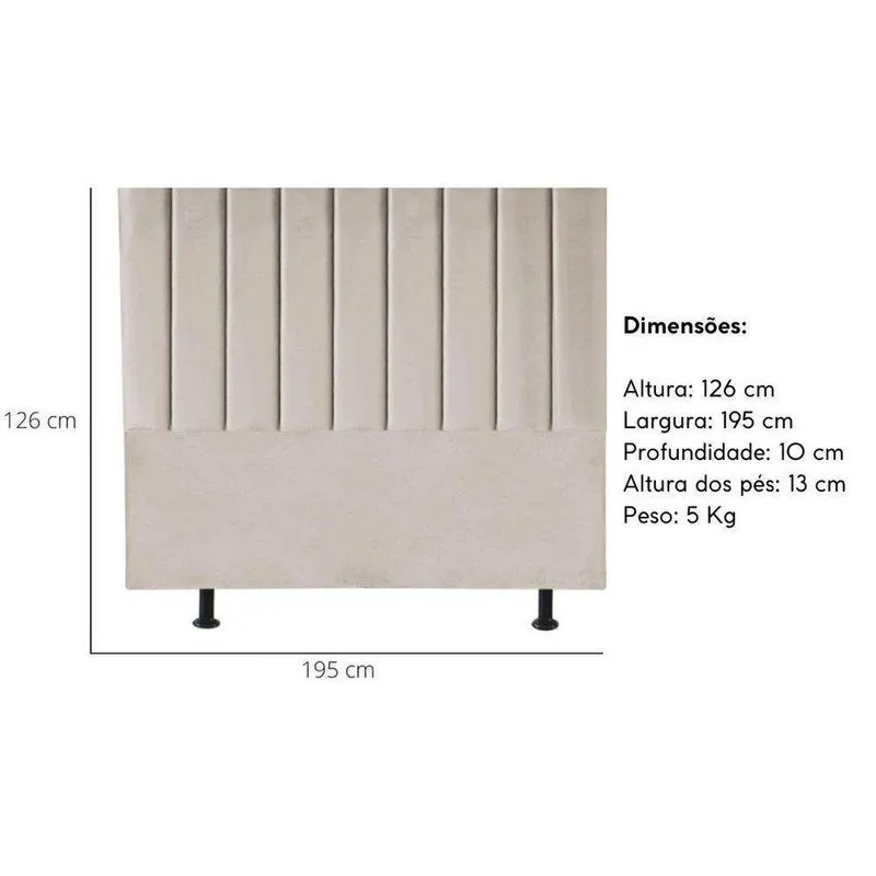 Cabeceira Estofada Cama Box King 195 Cm Carolina Veludo E Frame Cor: bege