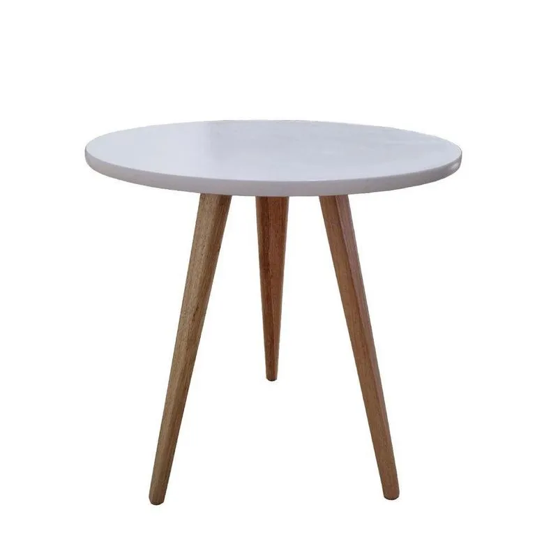 Mesa Lateral De Canto Apoio Redonda Pé Palito Elegance 44 Cm branco