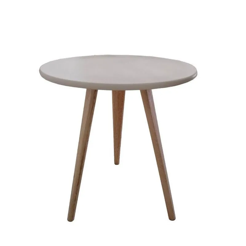 Mesa Lateral De Canto Apoio Redonda Pé Palito Elegance 44 Cm off White