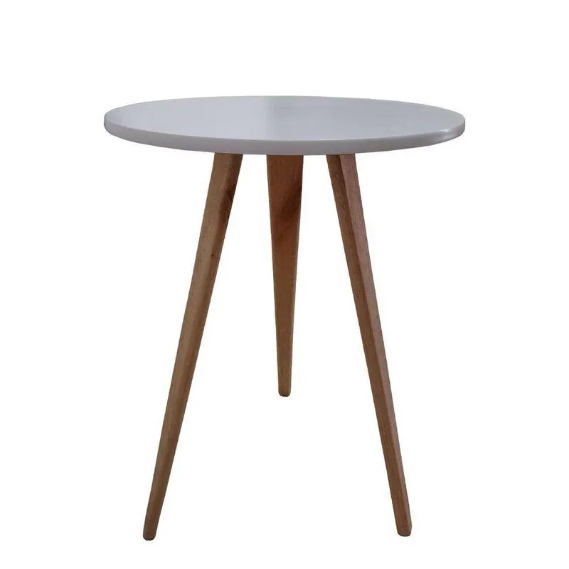 Mesa Lateral De Canto Apoio Redonda Pé Palito Elegance 56 Cm branco