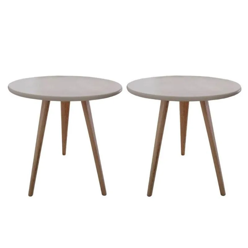 Kit 2 Mesas Lateral De Canto E Apoio Redonda Elegance 44 Cm off White