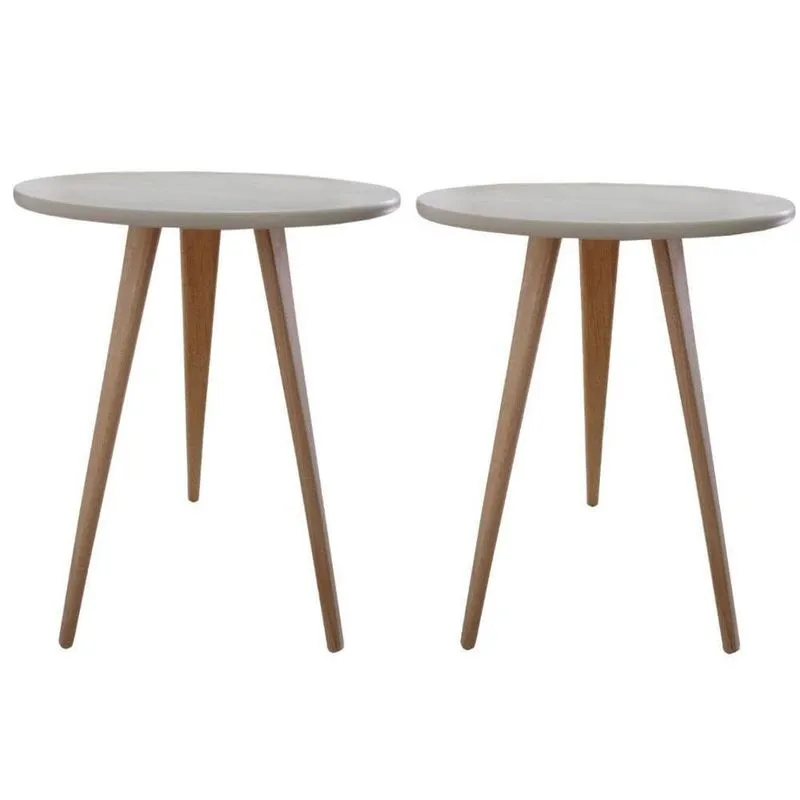 Kit 2 Mesas Lateral De Canto E Apoio Redonda Elegance 68 Cm off White
