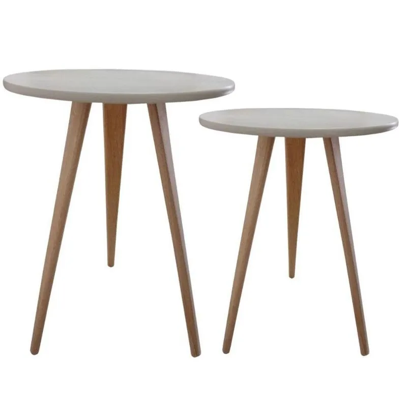 Kit 2 Mesas Lateral De Canto Apoio Redonda Vintage 56 E 68cm off White