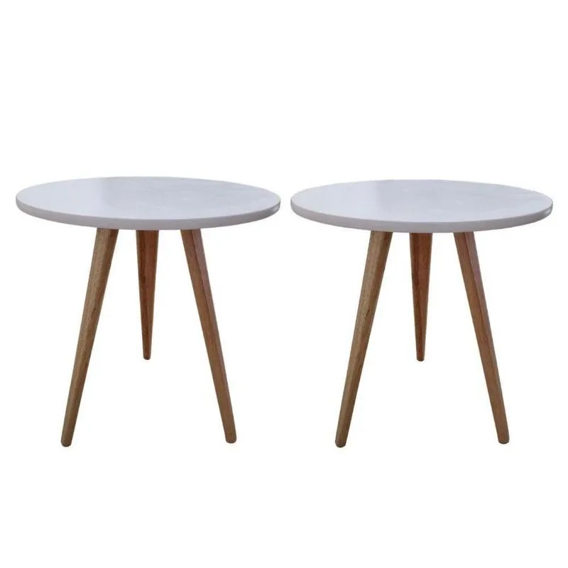Kit 2 Mesa De Cabeceira Mesa De Apoio Lateral Canto Pé Palito 44 Cm branco