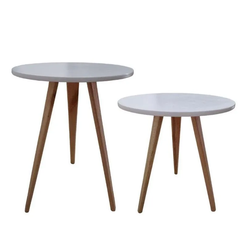 Kit 2 Mesa De Cabeceira Mesa De Apoio Lateral Canto Pé Palito 44 E 56 Cm branco