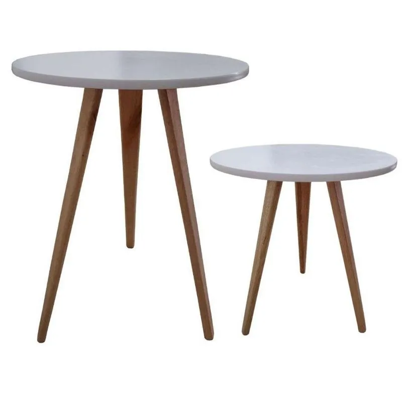 Kit 2 Mesa De Cabeceira Mesa De Apoio Lateral Canto Pé Palito 44 E 68 Cm branco