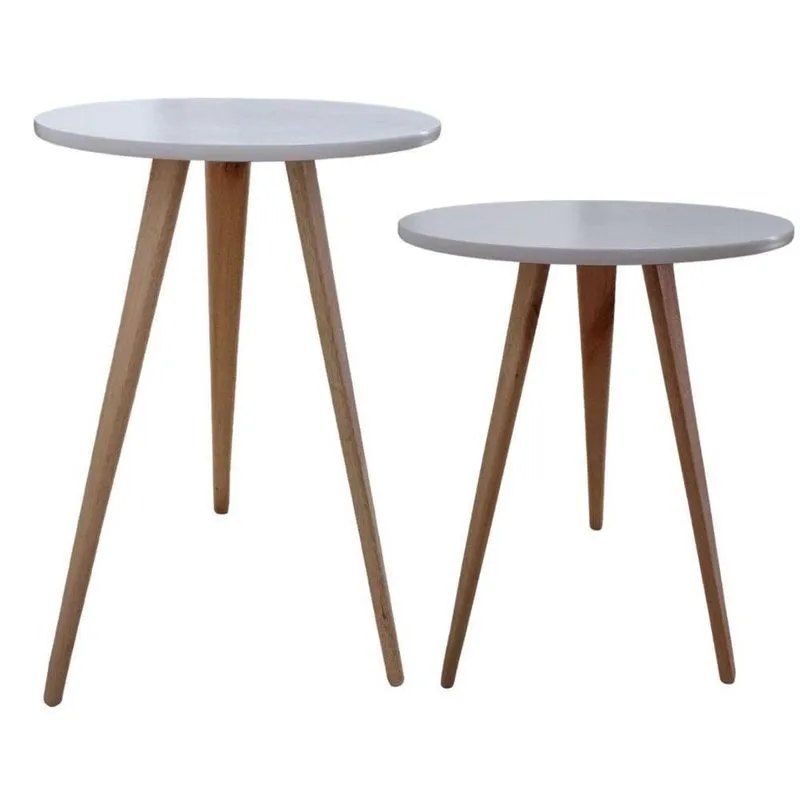 Kit 2 Mesa De Cabeceira Mesa De Apoio Lateral Canto Pé Palito 56 E 68 Cm branco