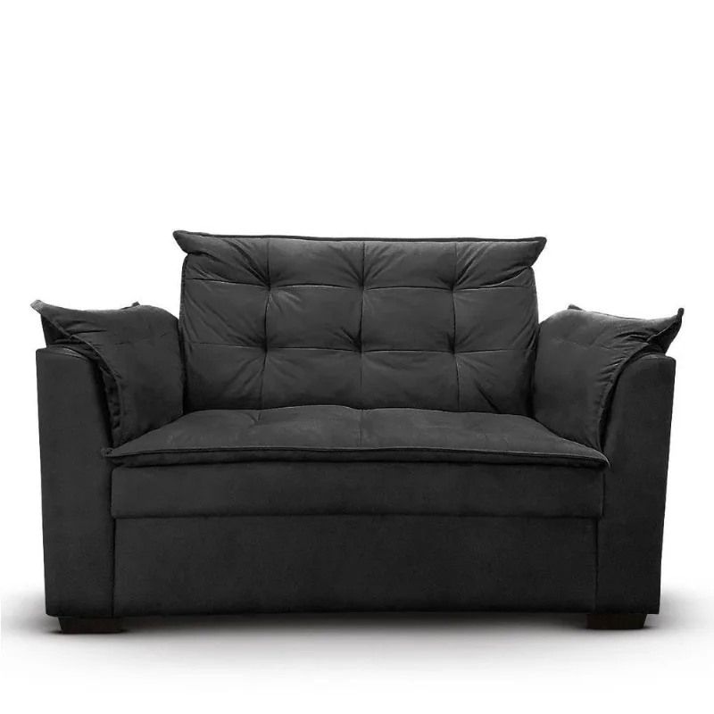 Sofá 2 Lugares Para Sala Moderno Confortável Elegance Suede preto
