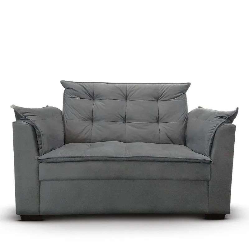 Sofá 2 Lugares Para Sala Moderno Confortável Elegance Suede cinza