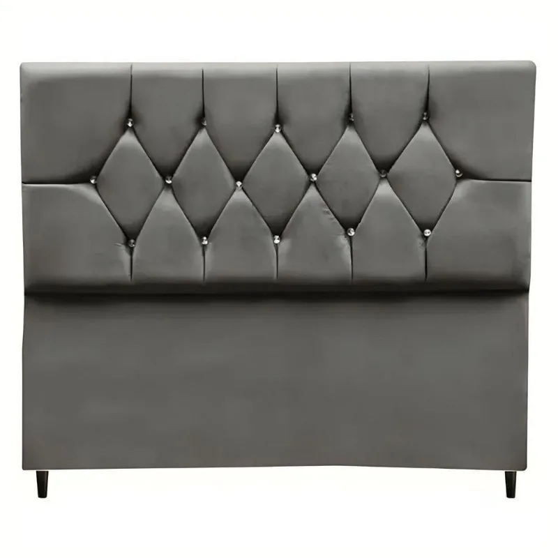 Cabeceira Estofada Cama Box King 195 Cm Suede Ayla cinza