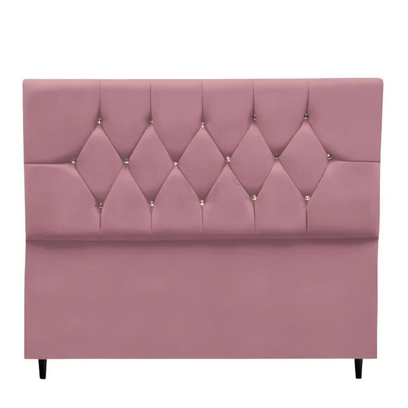 Cabeceira Cama Box Estofada Solteirão 100 Cm Suede Madri rosê