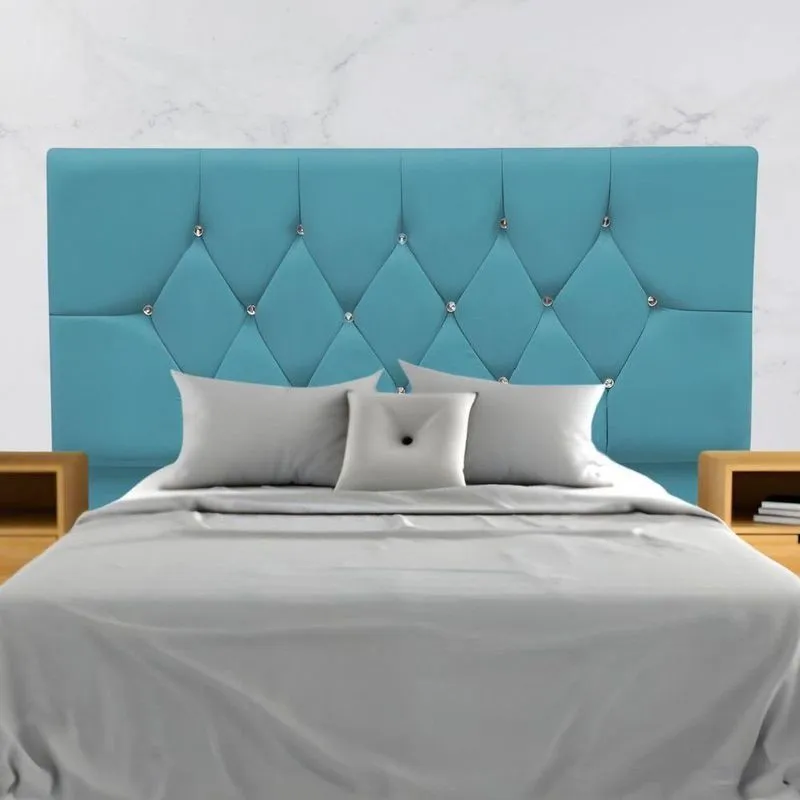 Cabeceira Cama Box Estofada Solteirão 100 Cm Suede Madri Azul Turquesa